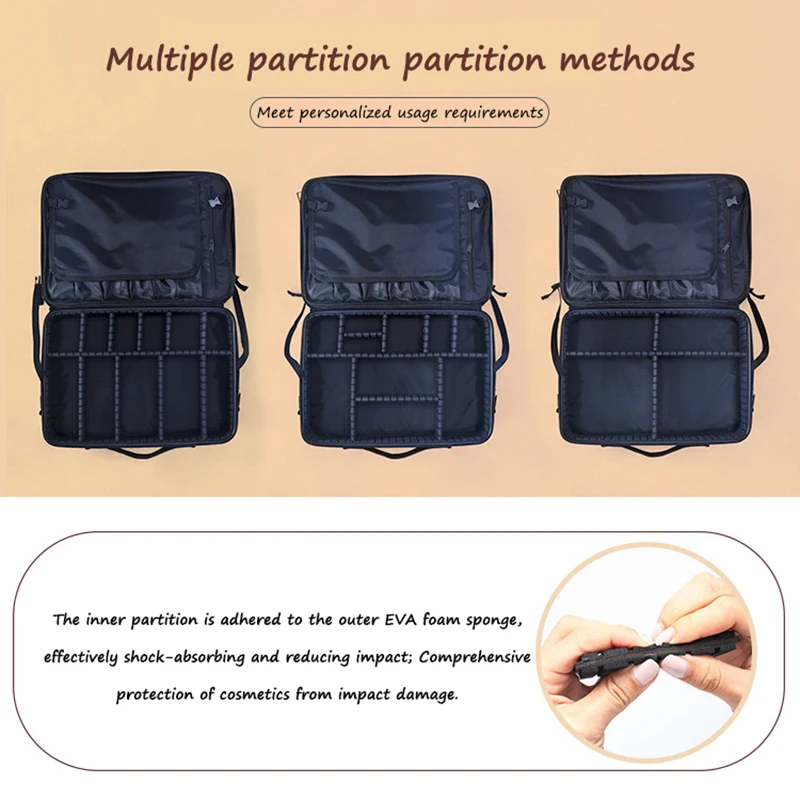 Sac à cosmétiques professionnel pour femmes, sacs à cosmétiques en cuir, Oxford étanche, trousse de maquillage de voyage de grande capacité pour maquilleur