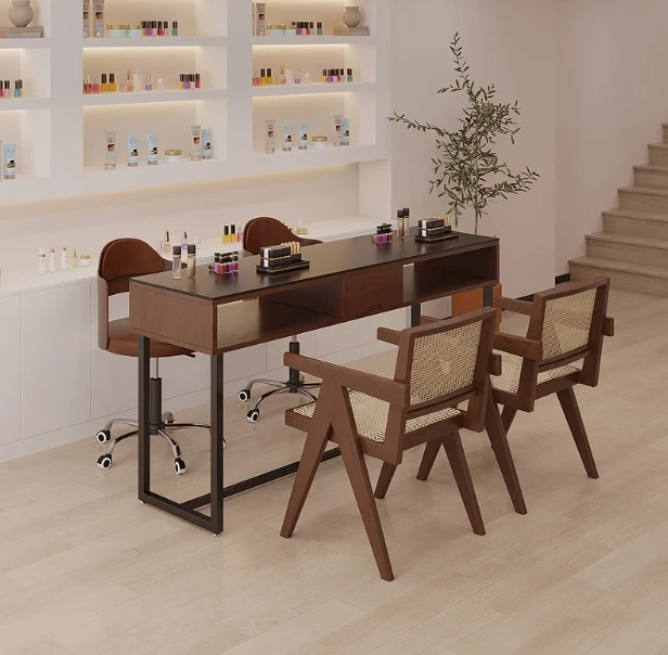 *Nail Art Table and Chair Set Nail Salon Dedicated Solid Wood Nail Table