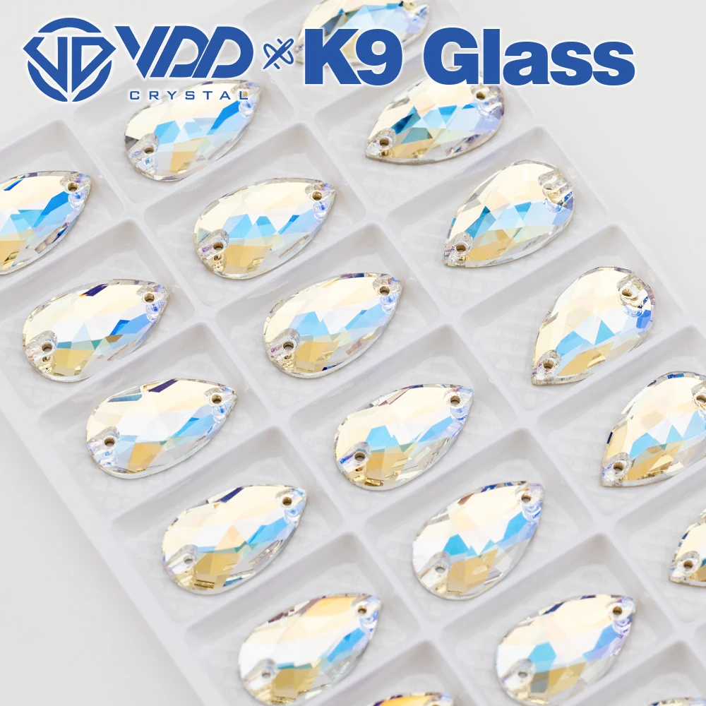 VDD S256 Moonlight Pear Top Quality K9 Glass Sew On Rhinestones Crystal Flatback Sewing Strass Stones For Garment Wedding Dress