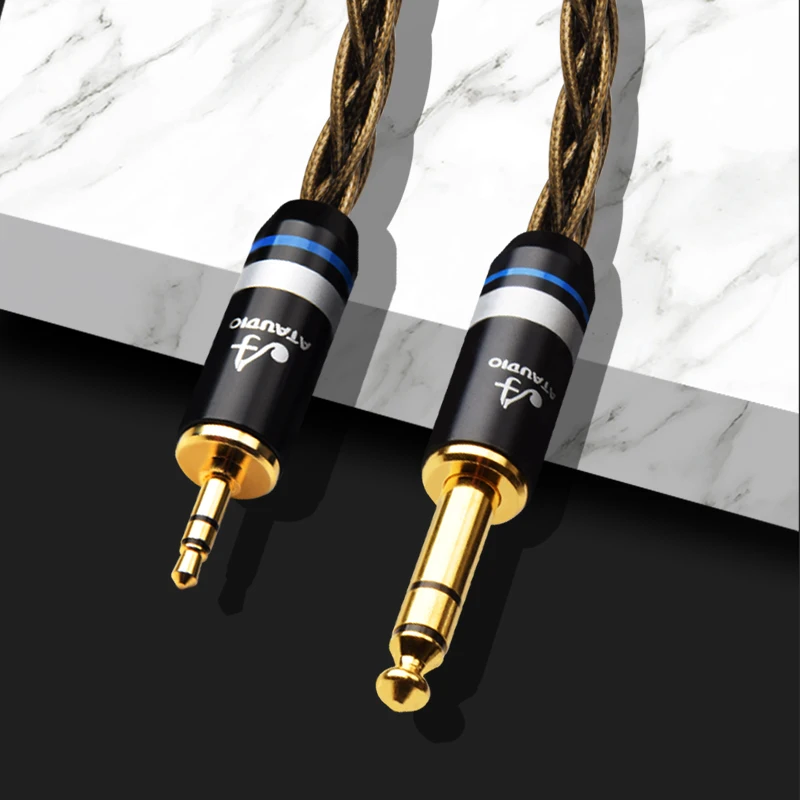 Audio Cable HiFi 3.5 to 6.5 TRS Profesional Cable High Quality OCC Silver Plated Core 3.5mm to 6.5mm Jack Adapter for Amplifier