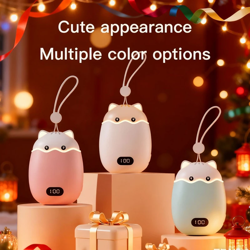 

Double-Sided Heating Hand Warmer Cartoon Cat Hand Warmer Power Bank 4-Speed Temperature Control 2-In-1 Electric Heater 2026 New