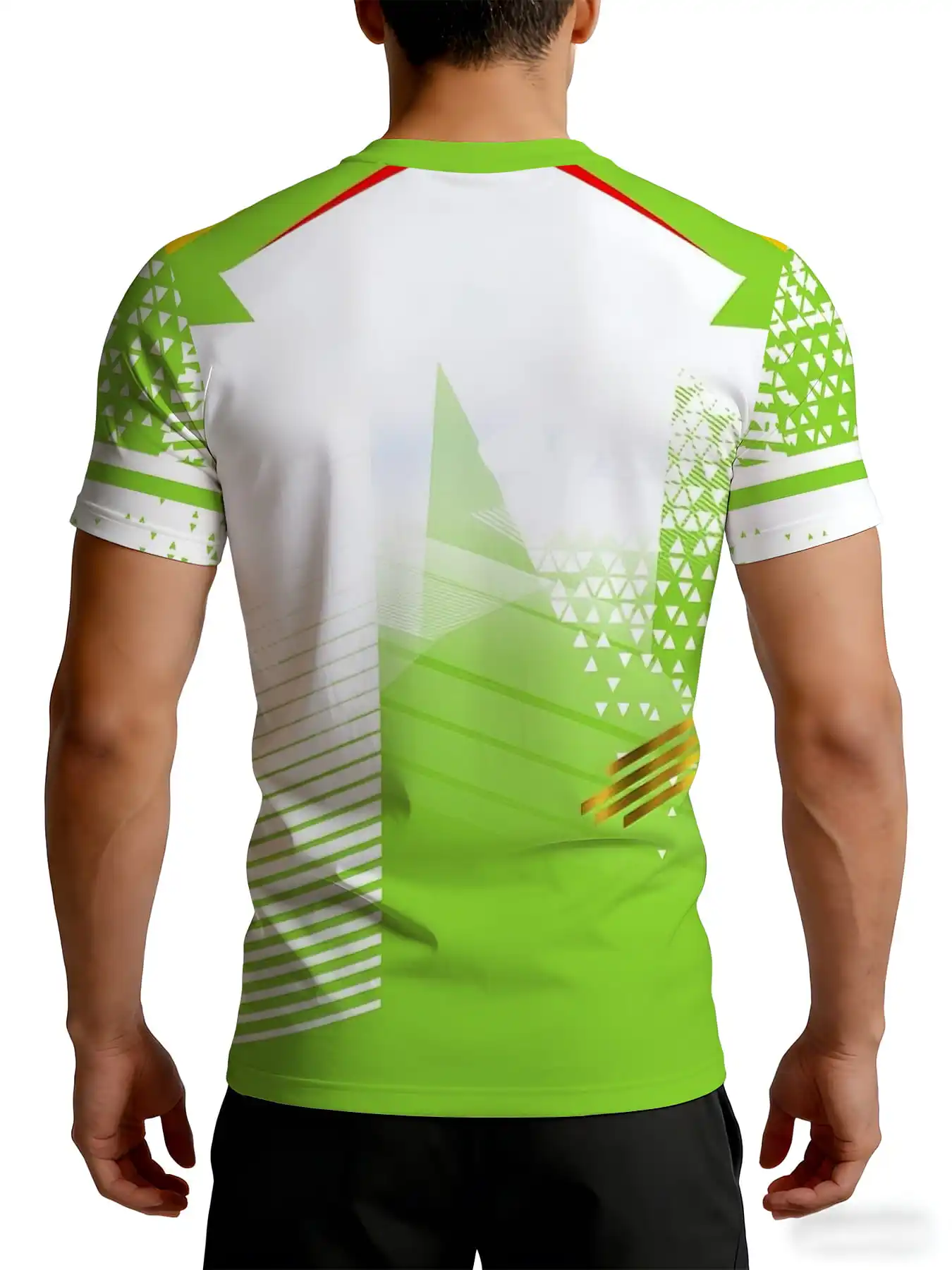Herren-Sportbekleidung mit hoher Elastizität, schnelltrocknend, T-Shirt, kurzärmelig, eng anliegend, figurformend, feuchtigkeitsableitend, atmungsaktiv, für das Training – Detail 2