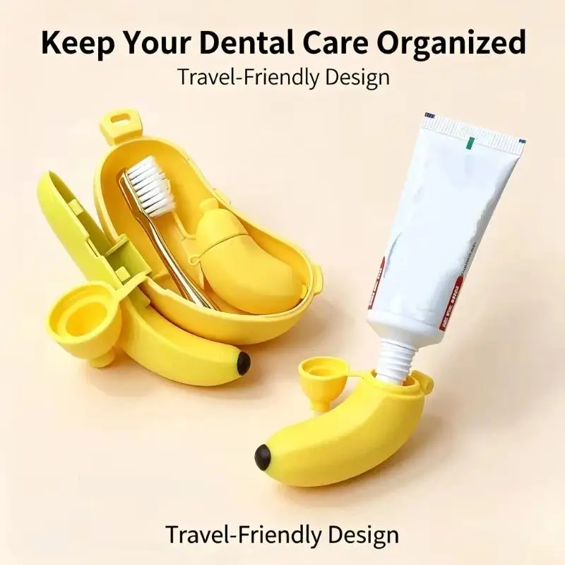 1 Set Dust Proof Bristle Protector Banana Portable Toothbrush Travel Case Compact Bacteria Resistant Storage