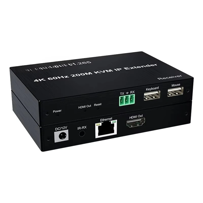 200M For KVM IP Extender H265 With TCP/IP Ethernet 1080P For KVM IR Metal Material For Video Transmission
