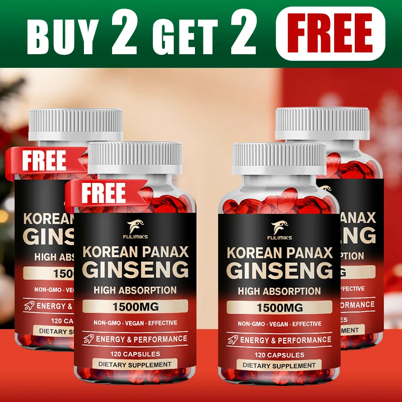 Buy 2 Get 2 Free! Premium Korean Panax Ginseng Capsules, Support Male Vitality, Physical Endurance, Energy, Gluten Free