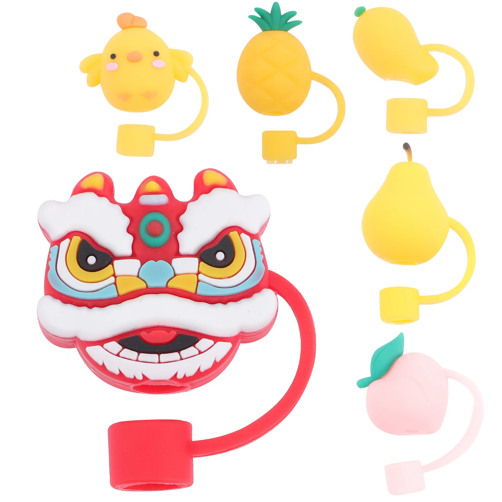 

6Pcs Straw Dust Caps Cartoon Silicone Reusable Straw Covers Protective Tips for Party Picnic Home Use Reusable Straws Covers,