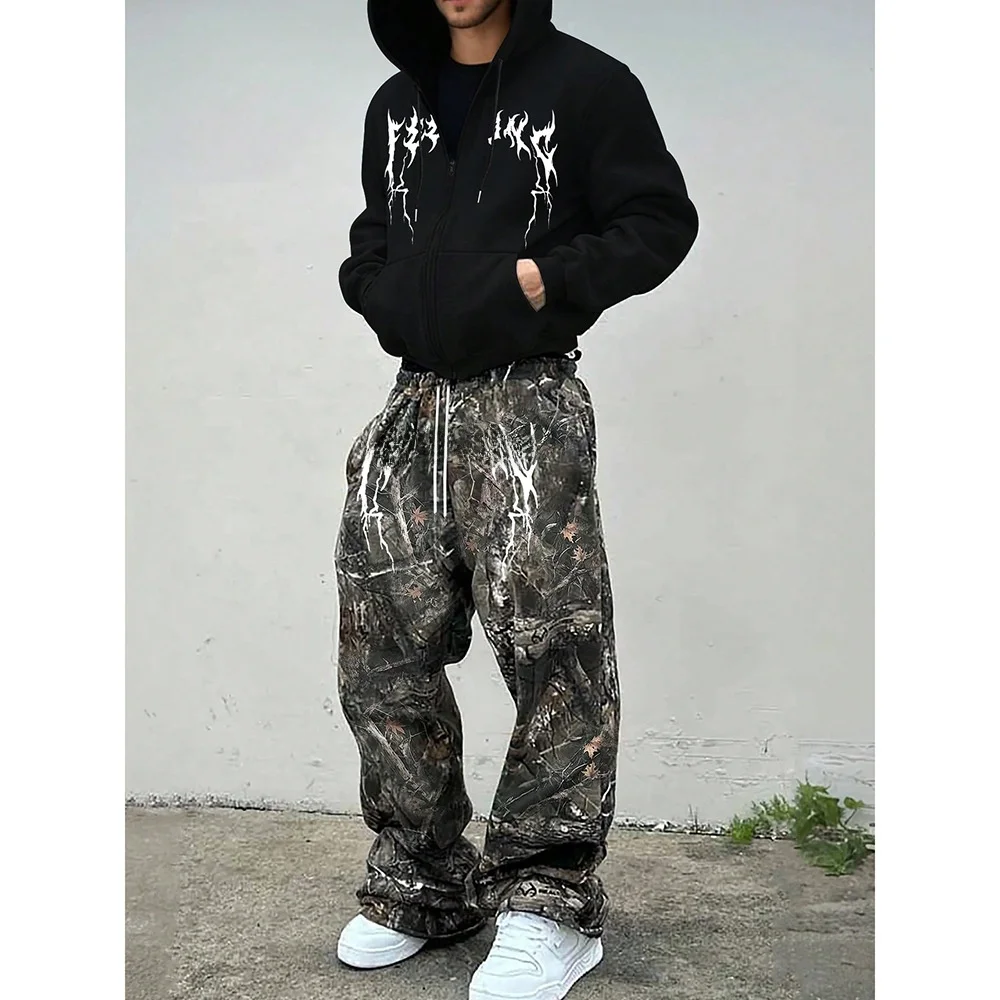 

Harajuku Zipper Open Cardigan Hoodie Sweatpants Set k Sle Sports Suit Long Sve Long Pants Polyester Other Material 00%