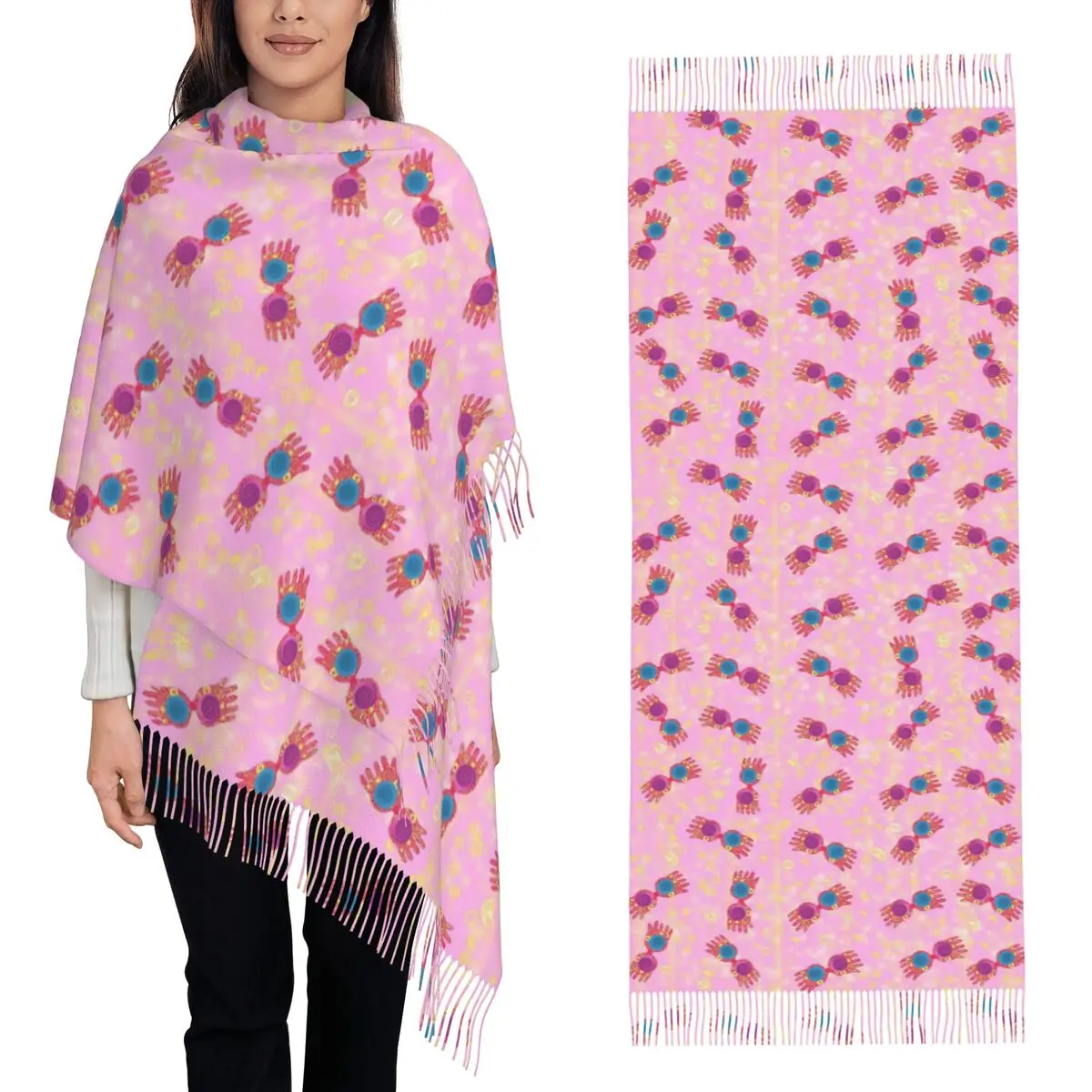 

Luna L-Lovegoods Glasses Scarf Tassel Scarves Women Soft Warm Shawls and Wraps Long Fall Winter Shawl Wrap