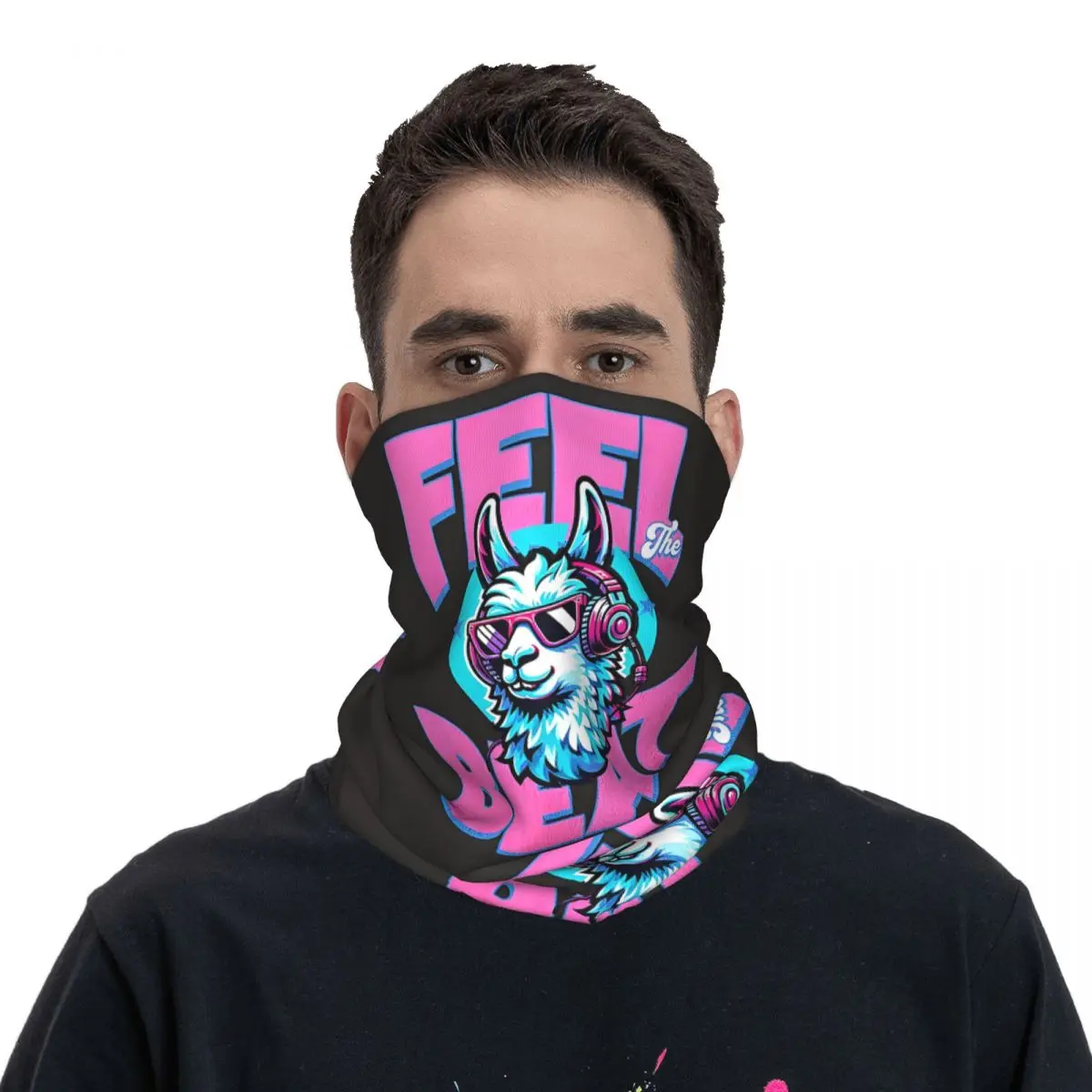 Cool Lama avec casque pour les amoureux du lama, Flag The Beat Neck, GaClaFace planchers f, Cache-cou, Bandana planchers f pour femmes