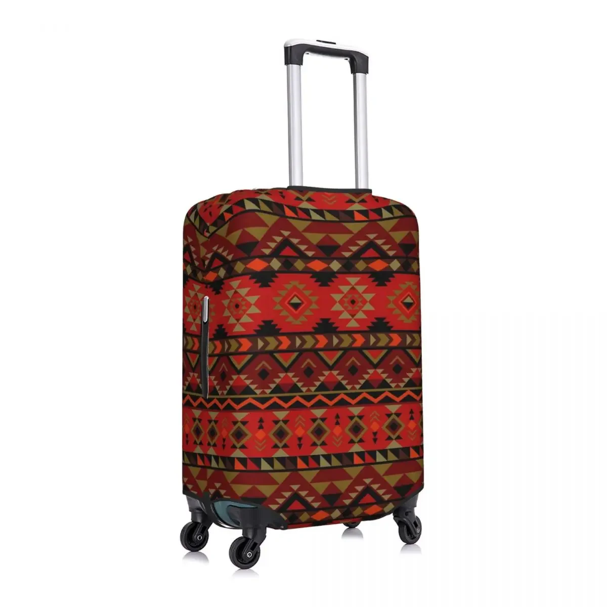 Vintage Ethnic Suitcase Cover Flight Red Aztec Print Elastic Luggage Supplies Travel Protection