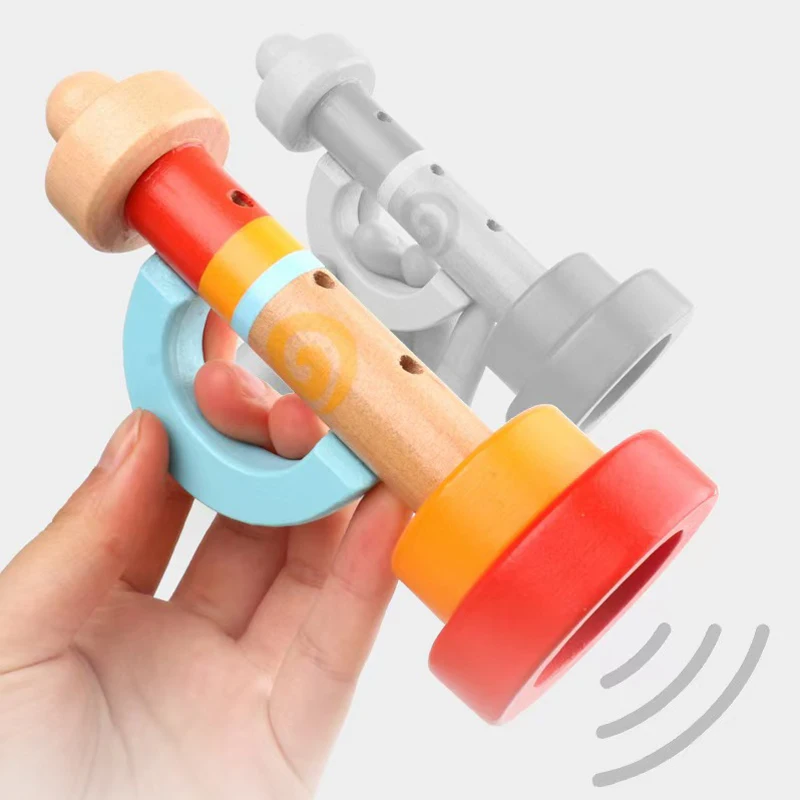 Wooden Trumpet Speakers Kids Music Instrument Montessori Early Learning Toys Classroom Prizes Birthday Party Favors Gifts