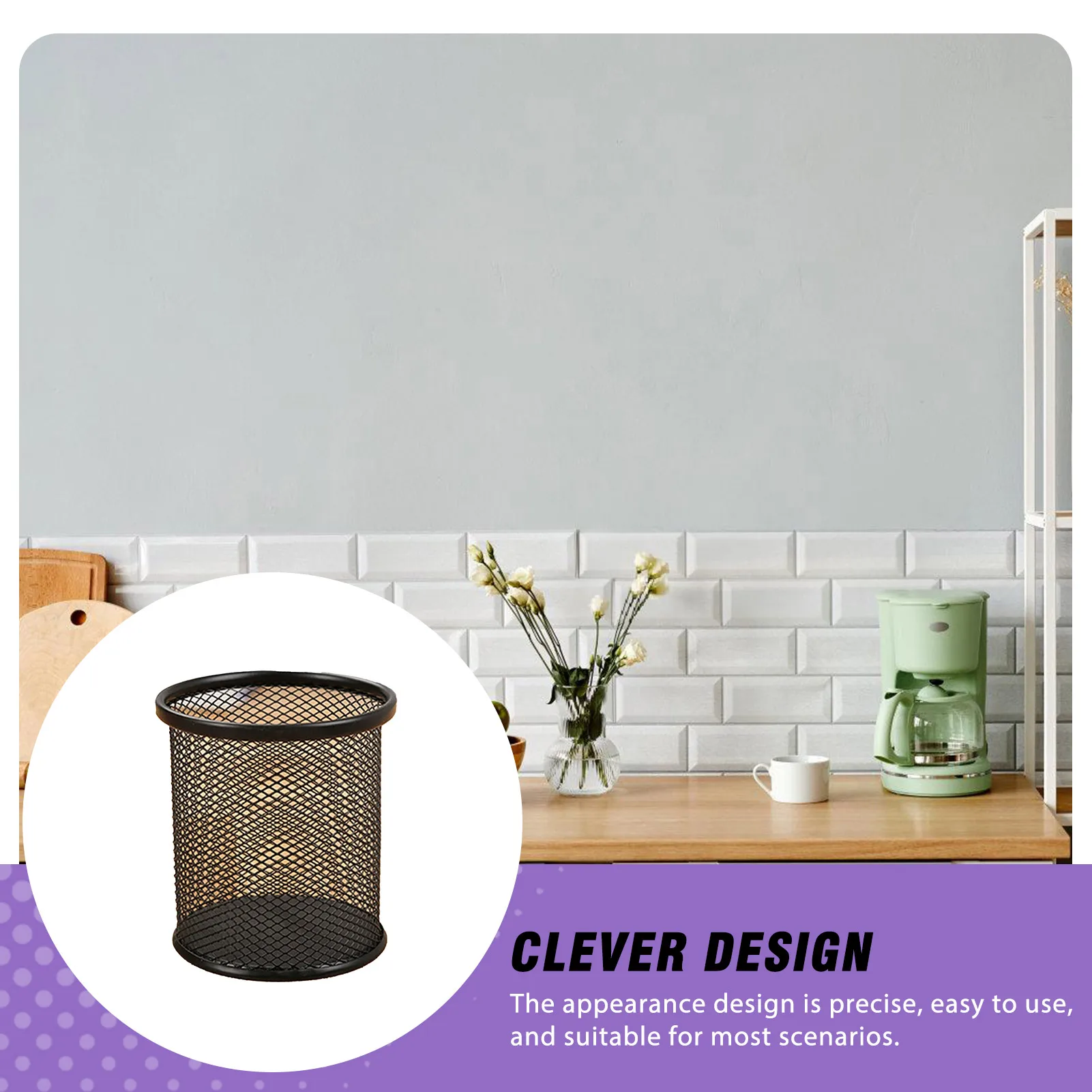 Office Supplies Pen Holder Mesh Desk Organizer Cup Metal Pencil Storage Basket for Students School Home Workstation Durable