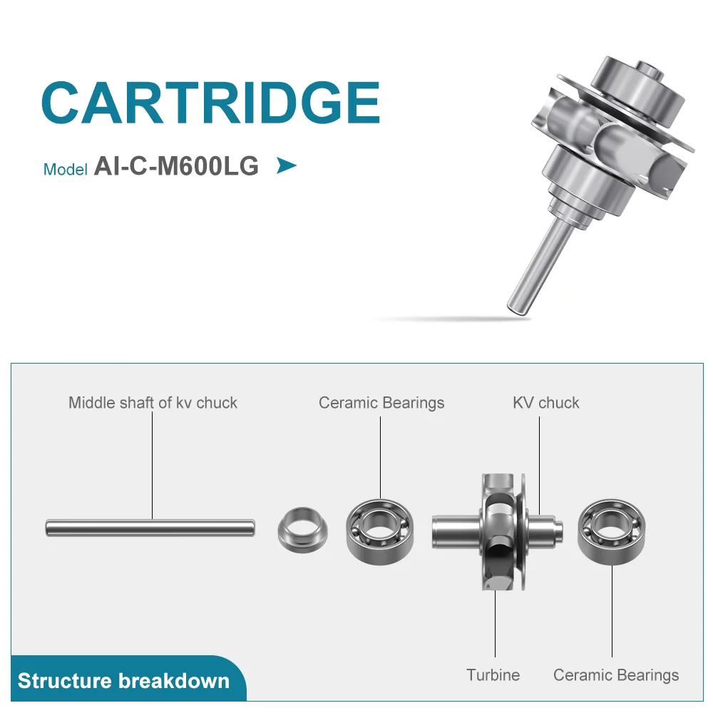 Dental unit material M600LG dental LED air turbine handpiece high speed drills with ceramic cartridge 2 or 4 holes