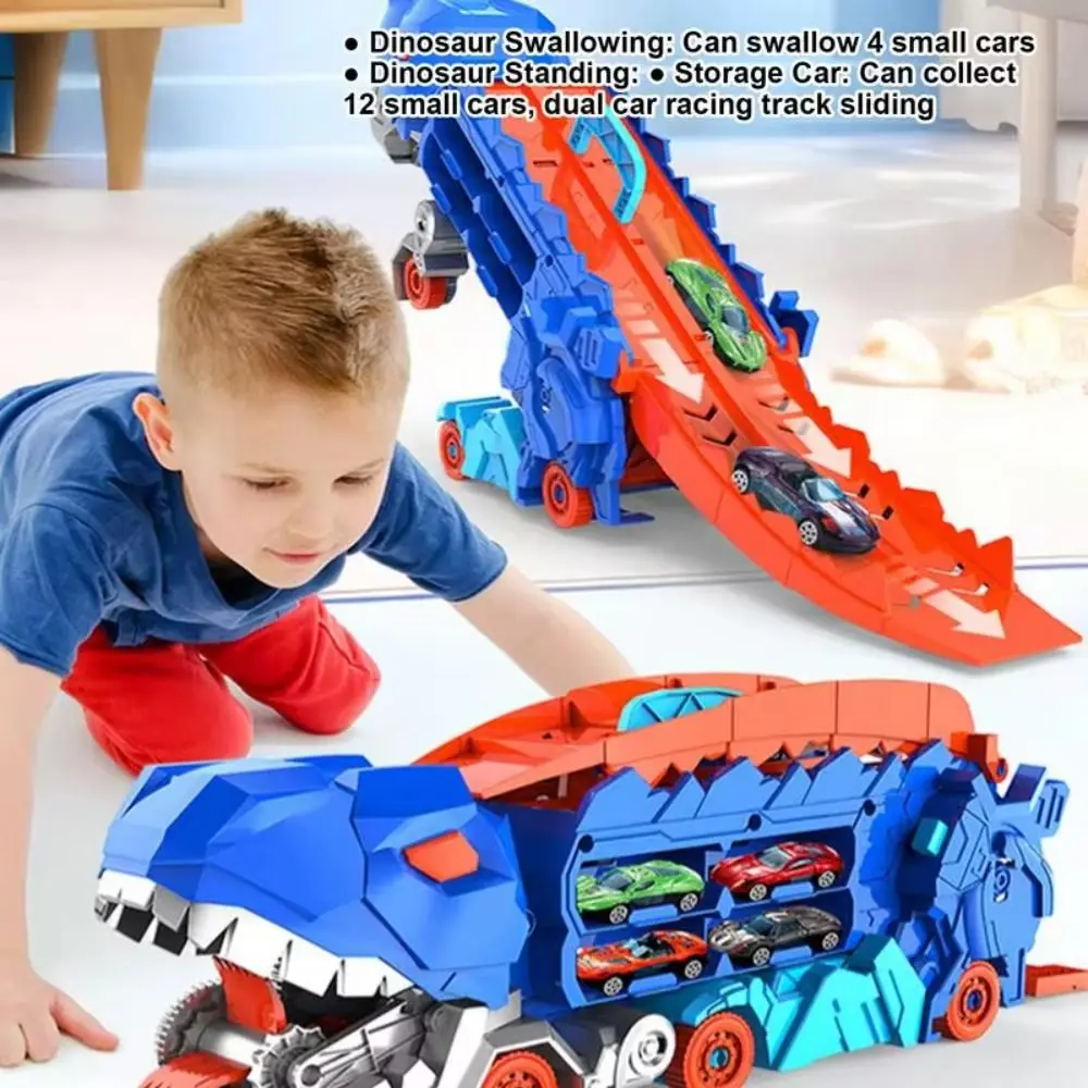 

Dual-mode Dinosaur Car Toy with Handle Folding Dinosaur Transformed Toy Large Capacity Racing Dinosaur Track Toy Kids Boy