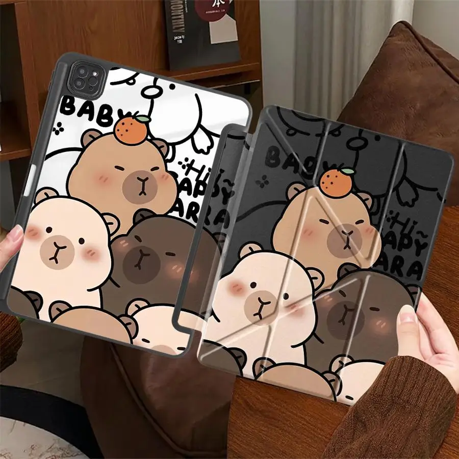 

Holder Cover Tablet Case For iPad Mini 6 7 Air 4 5 M3 M2 1 2 M4 11inch Pro 2025 Pro 11th 10th 9th 8th 7th 12.9inch Cute Capybara