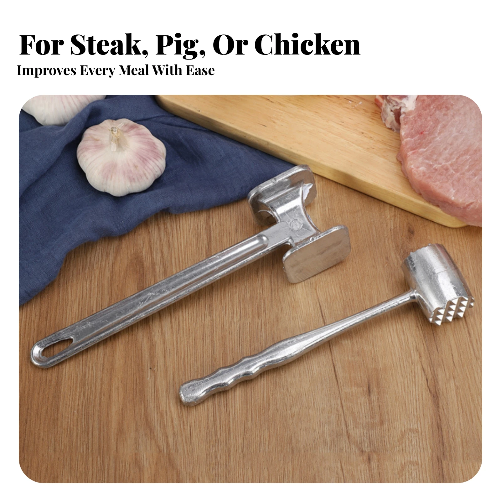 Handheld Meat Pounder Metal Handle Meat Tenderizer Mallet Food Prep Item Heavy Duty