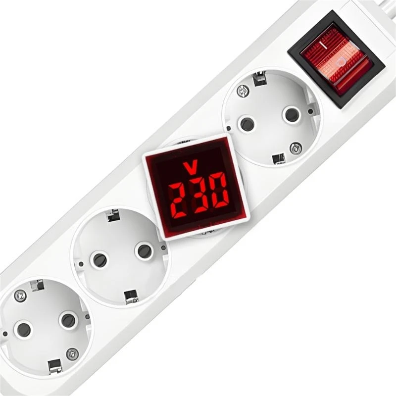 220V/230V Digital Voltage Tester LED Digital Voltmeter With Clear Lampshade Cover European Type Plug-in Voltmeter