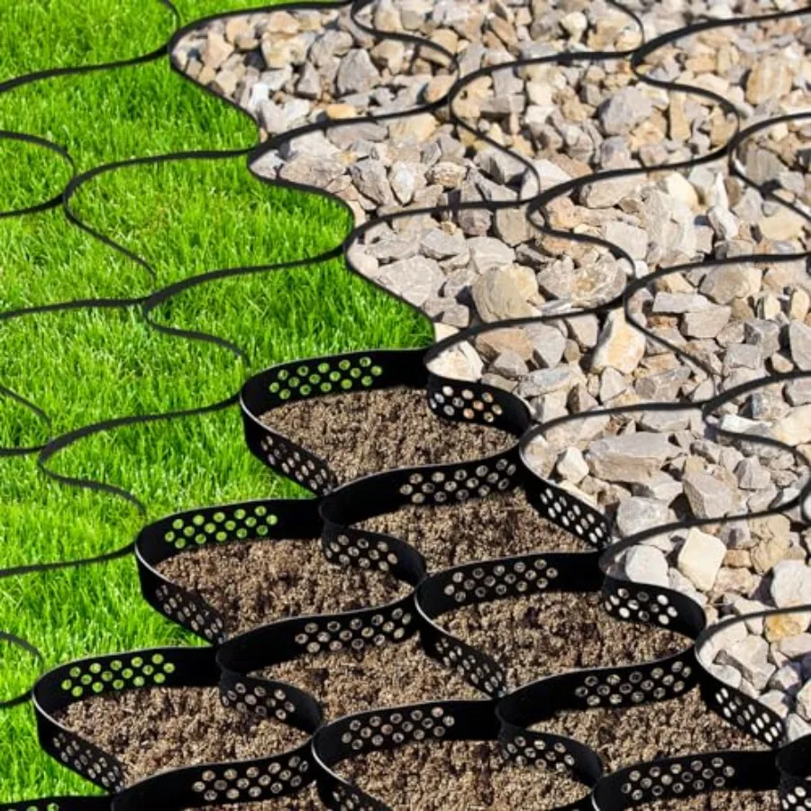 

Sasylvia 15 x 6 ft Geocell Base Ground Gravel Grid for Sheds Thick Collapsible Permeable Pavers Heavy Load Resistance Gravel St