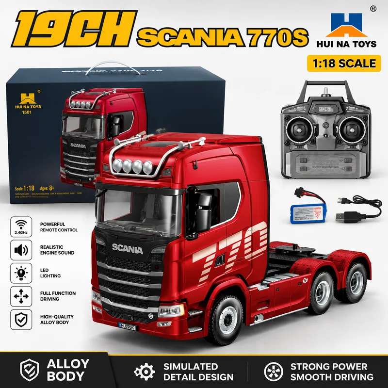 

Hui Na Model Remote Control Scania 770S Tractor Truck Model Rc Vehicle 501D Trailer Plate For Hobby Enthusiasts Outdoor Play