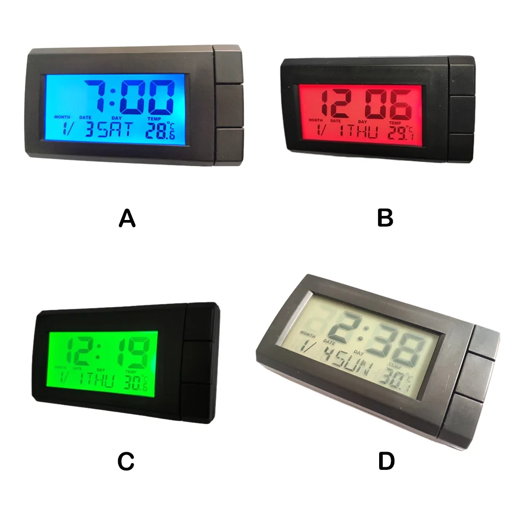 Car Digital Clock Rectangular Self-adhesive Dashboard Home Clocks