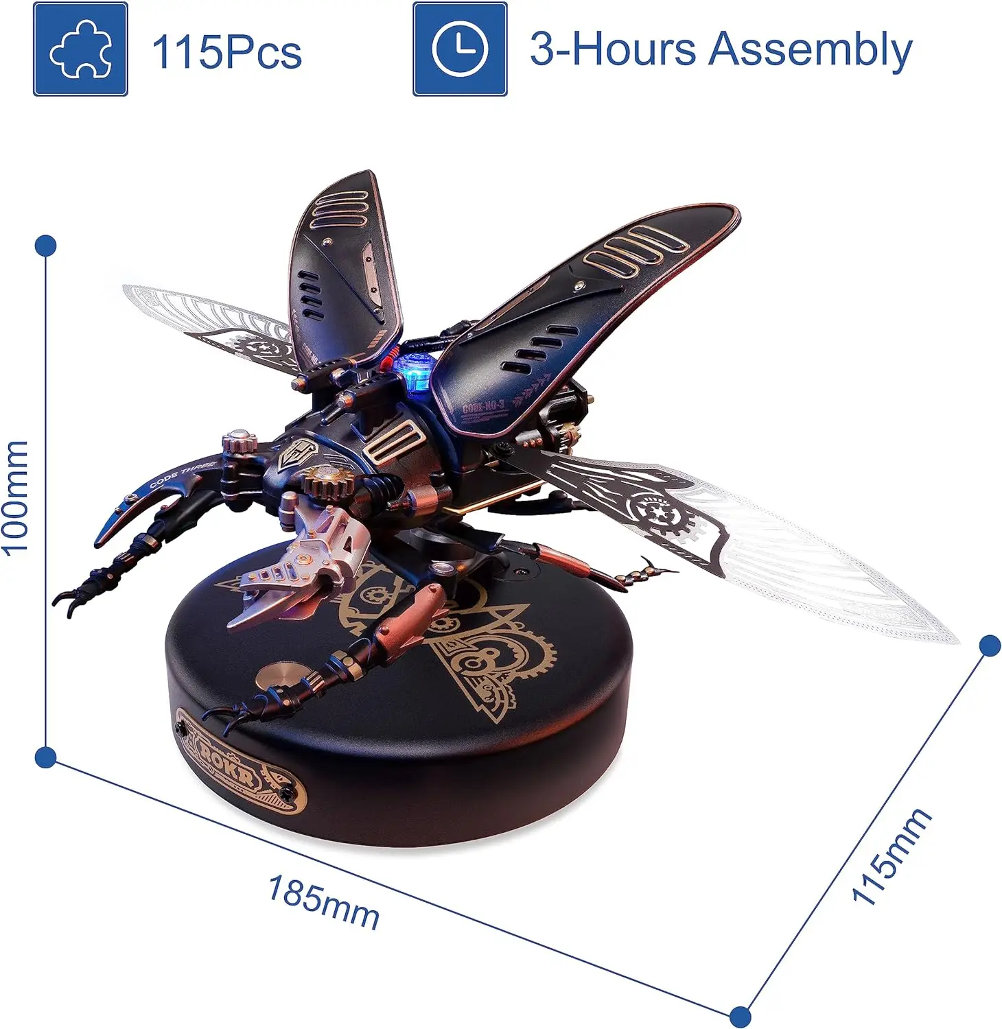 Robotime Rokr 3D Metalowe puzzle Stag Beetle Plastikowy model silnika Zestawy do budowania mechanicznego wieku Prezent dla nastoletnich dorosłych 115 szt MI03