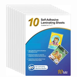 Self Adhesive Laminating Sheets 5.5x7.5, 10-Pack, 10 Mil, No Heat Needed for Photos, Clear Self Sealing Pouches, No Laminator