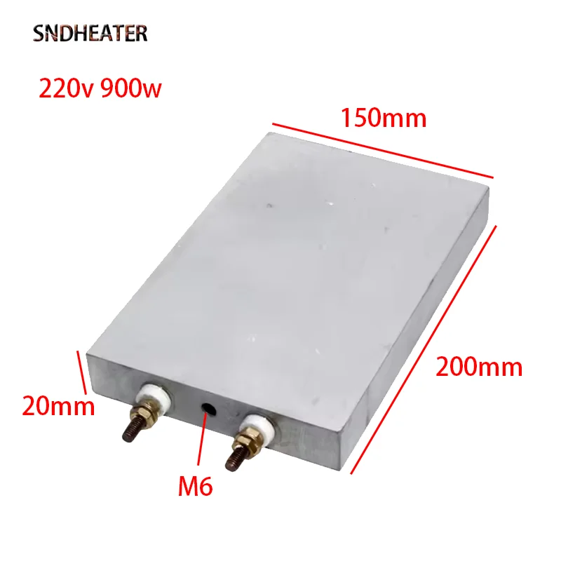 SNDHEATER 300 Вт/400 Вт/500 Вт/900 Вт литая алюминиевая нагревательная плата 200x100x20 мм промышленный продолговатый нагревательный элемент M6 отверстие два клеммы