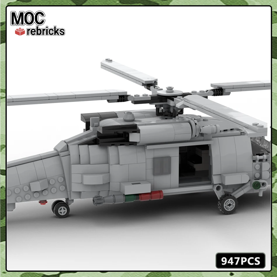 

MOC Military Series WW2 America Navy MH-60R Special Helicopters Building Block Model Bricks Set DIY Toys Hobbies Holiday Gifts