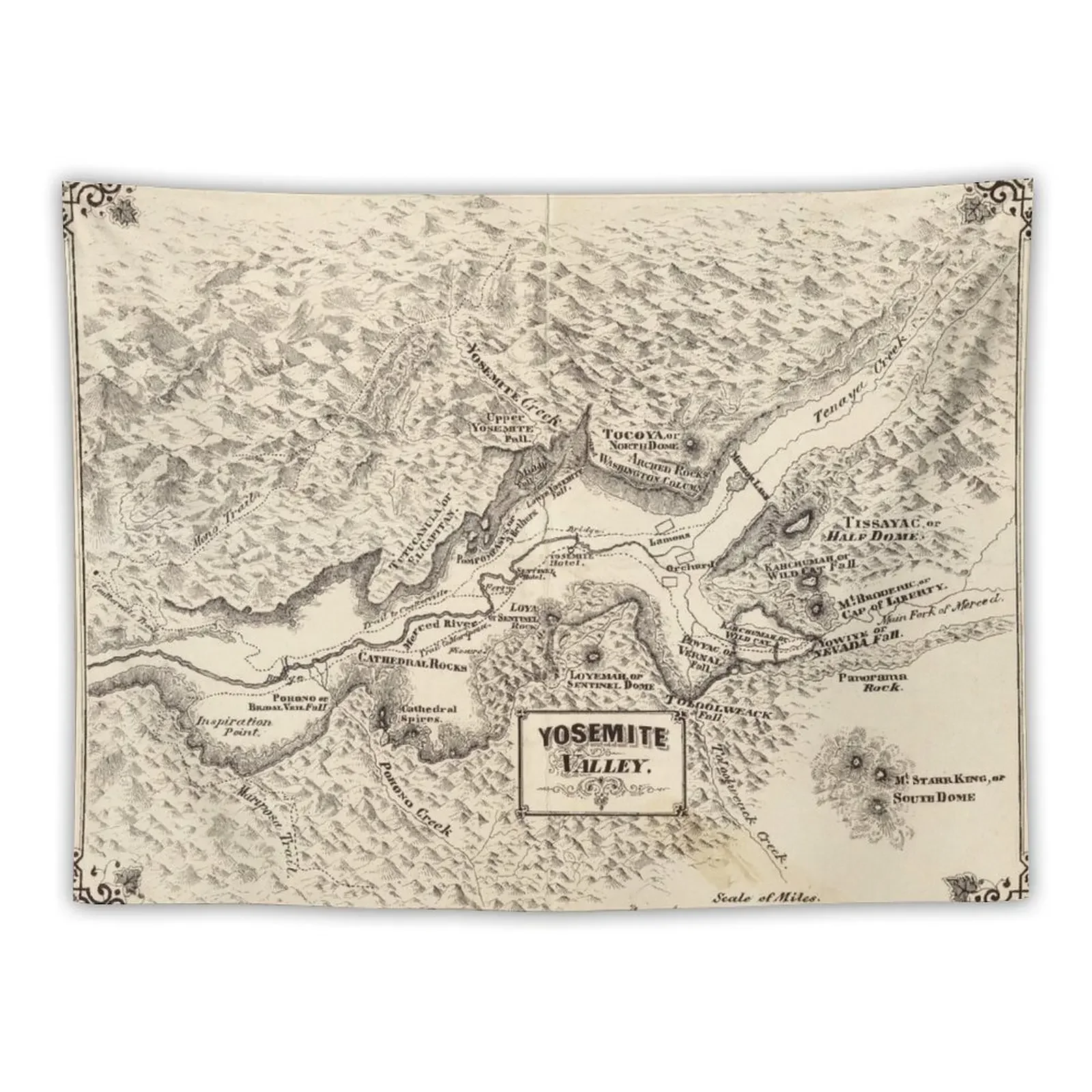 

Vintage Map of Yosemite Valley (1879) Tapestry Korean Room Decor Kawaii Room Decor Wall Hangings Decoration Tapestry