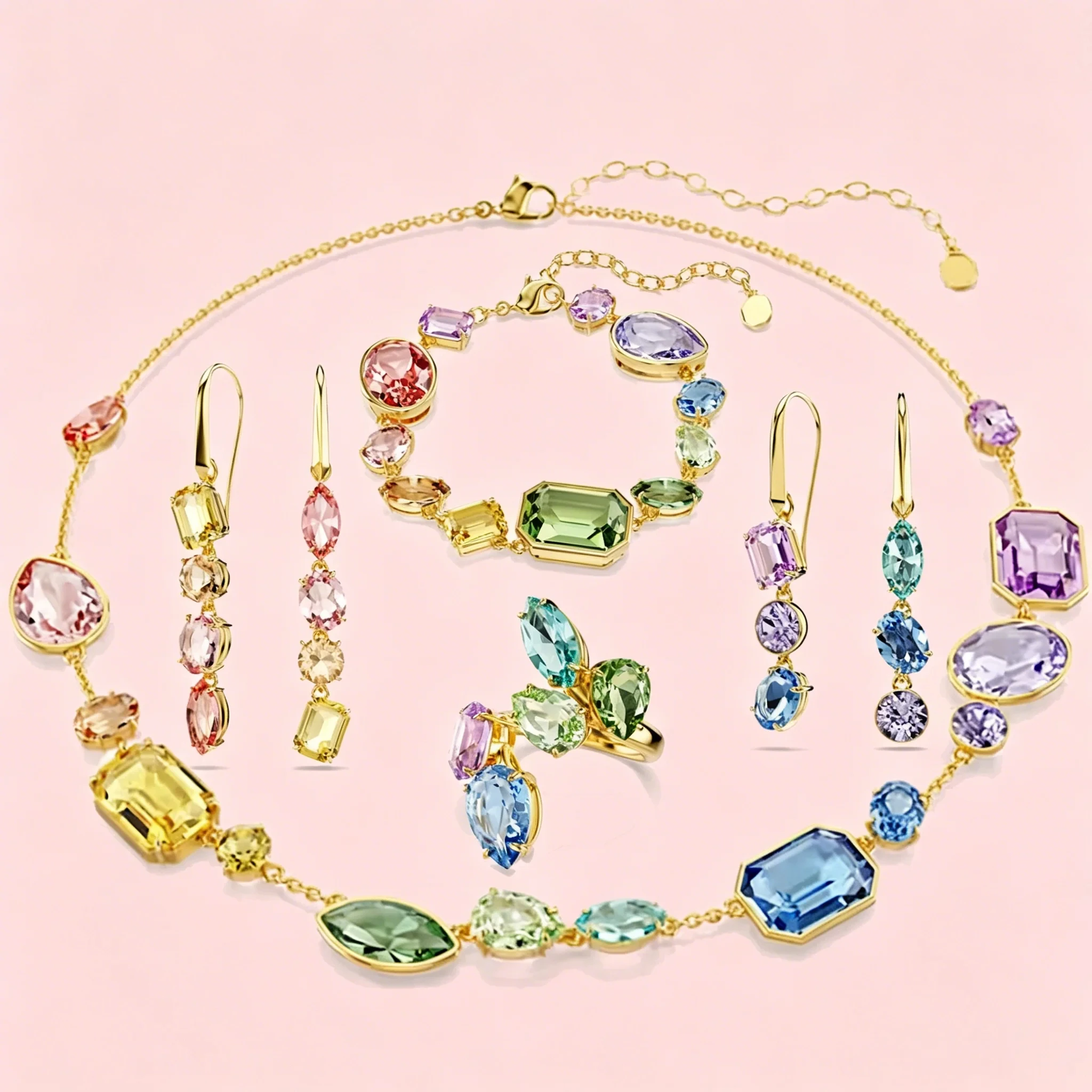 Original 2026 New Charms Arrow Earrings Necklace Fine Jewelry Set Glittering Crystal Earrings Bracelet Accessories Romantic Gift