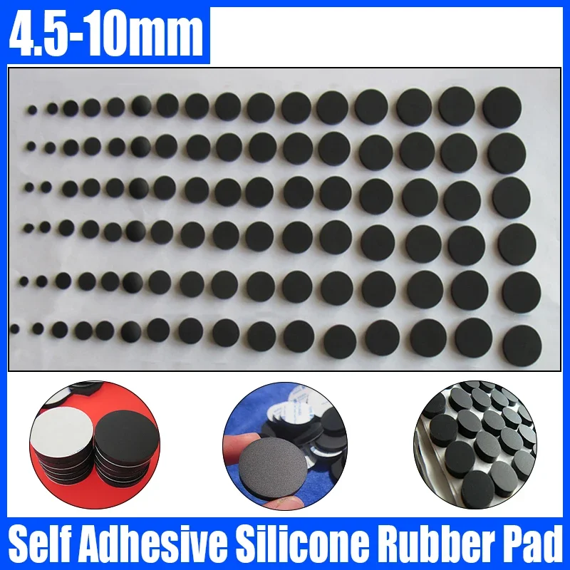 

4.5mm-10mm Round Self Adhesive Backing Silicone Rubber Furniture Pad Foot Mat For Cabinet/Chair/Table Leg Cushion Spacer Gasket