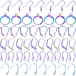 20pcs/10Pairs Rainbow Color Stainless Steel Earring Clasps Hook Open Loops Leverback Earring Jewelry Findings DIY Jewelry Making
