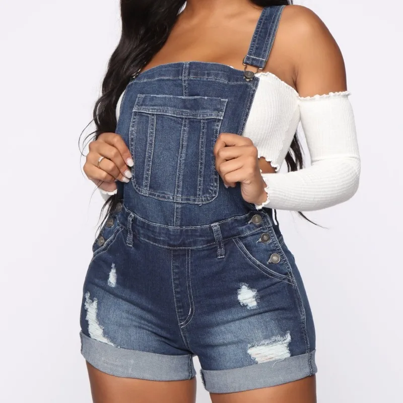 Combinaisons en Denim à bretelles déchirées extensibles européennes et américaines, combinaisons en Denim, pantalons de loisirs résistants à l'usure et respirants