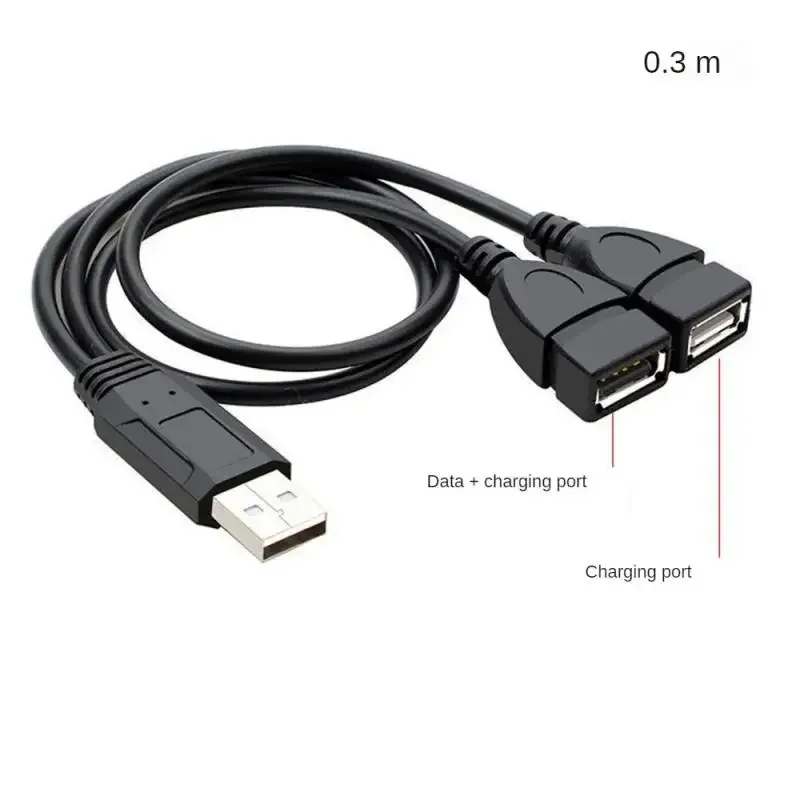 -to-two USB Head Transfer Cable Car Splitter Male And Two Female Charging Data Extension Cable U Disk/Keyboard