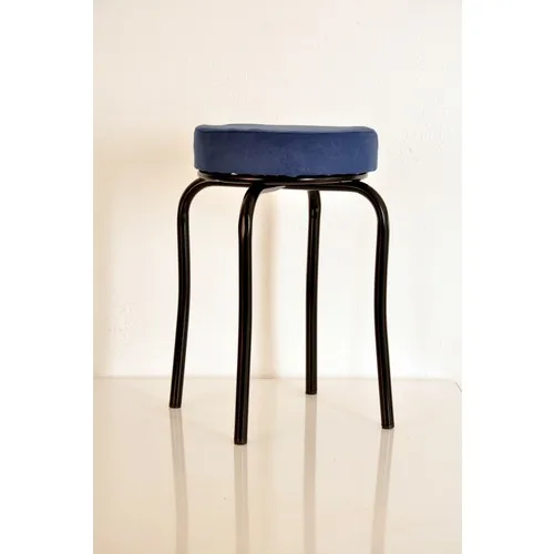 Indomitable Masacılık Single Dark Blue Thai Feather Black Profile Stool Metal Stool Kitchen Stool Thick Stool