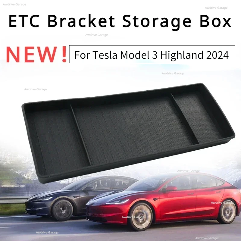 

ETC Bracket Storage Box for Tesla Model 3+ TPE Instrument Panel Storage Box Tissue Box New Model3 Highland 2024 Car Accessories