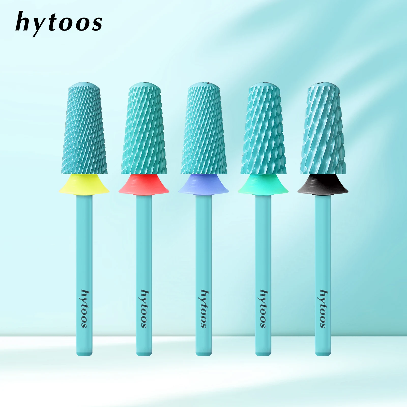 HYTOOS Punte da trapano per unghie in metallo duro di sicurezza Punta conica a cupola con rivestimento verde per la rimozione dello smalto gel Accessori per trapani per manicure professionali