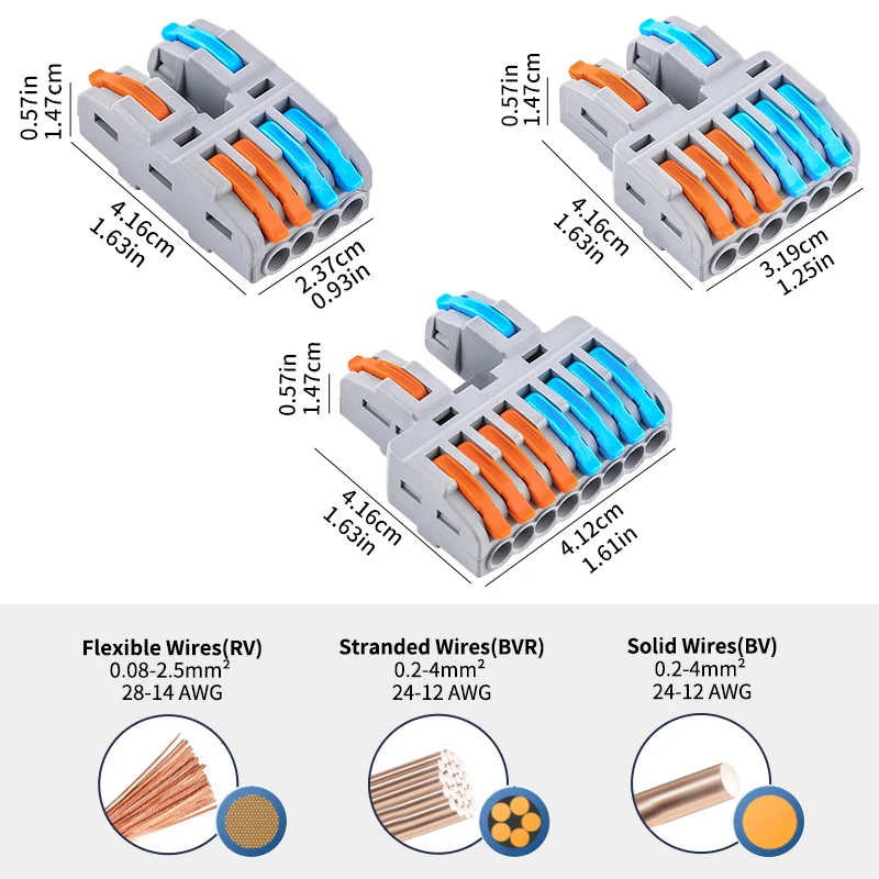 3-14PCS CMK422 Quick Wiring Mini Terminal Universal Compact Push-In Electric Cable Connector Household Wire Terminal