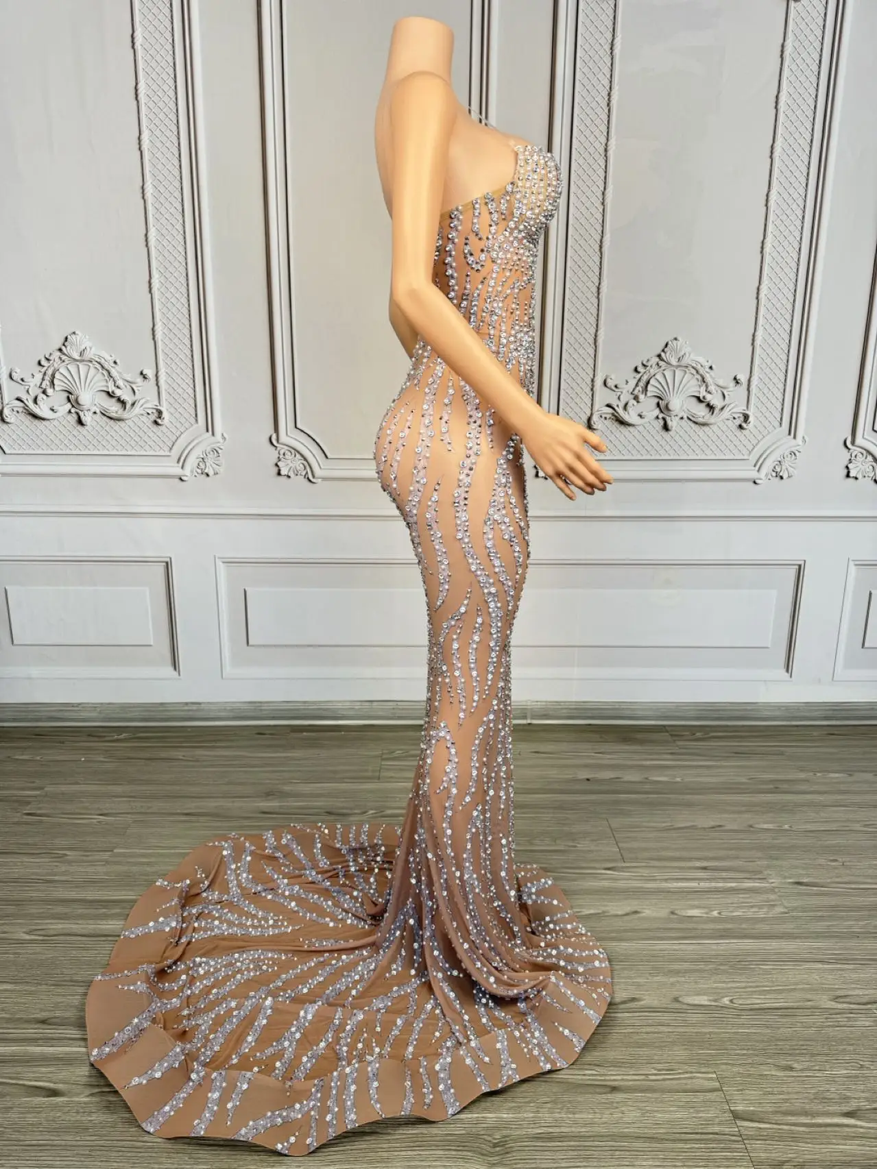 Bazhuayu Vrouwen Speciale Gelegenheid Jurk Bruiloft Verjaardag Avond Feestjurk Luxe Sparkly Vloerlengte Jurk Zanger Koningin Draagt