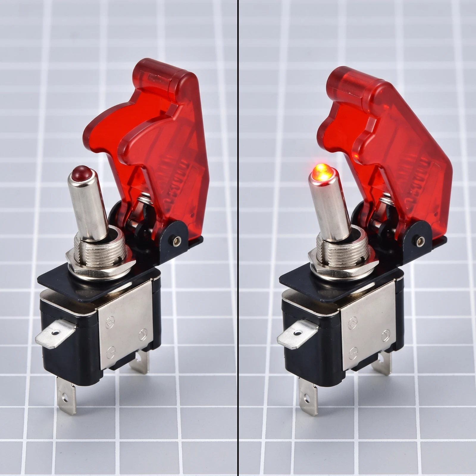 Toggle Switch with Safety Cover on off Toggle Switch with Cover Heavy Duty Waterproof for Car Enthusiasts, Dashboard