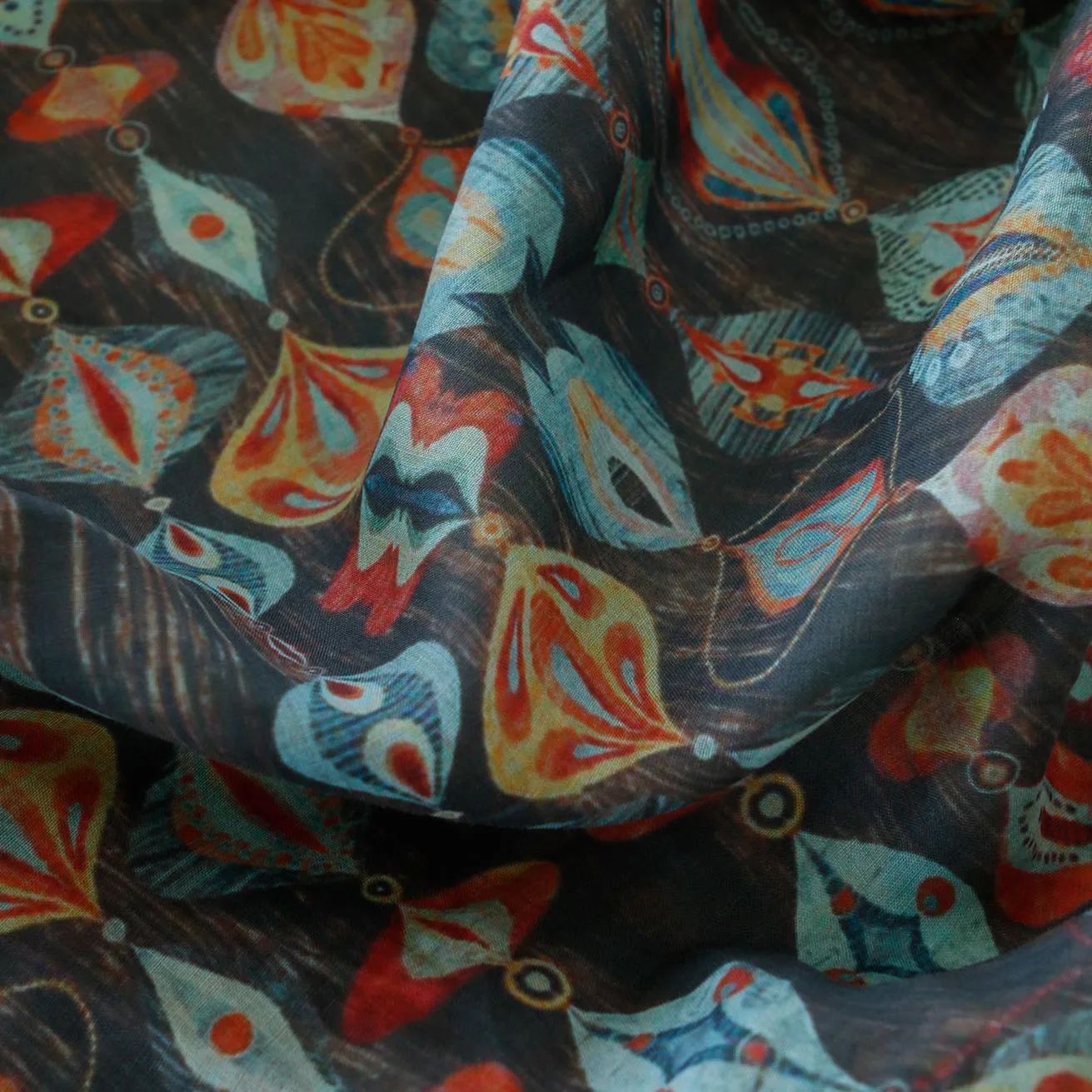 

1yard natural pure ramie fabric Colorful geometric patterns printing tissu Fashion unique dress robe shirt fabrics for clothing