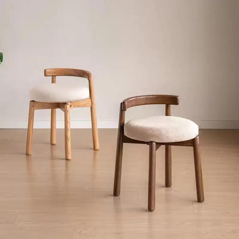 #Wooden dining chair, simple round backrest, dressing stool, catering design, home, designer makeup stool, stool, antique furnit