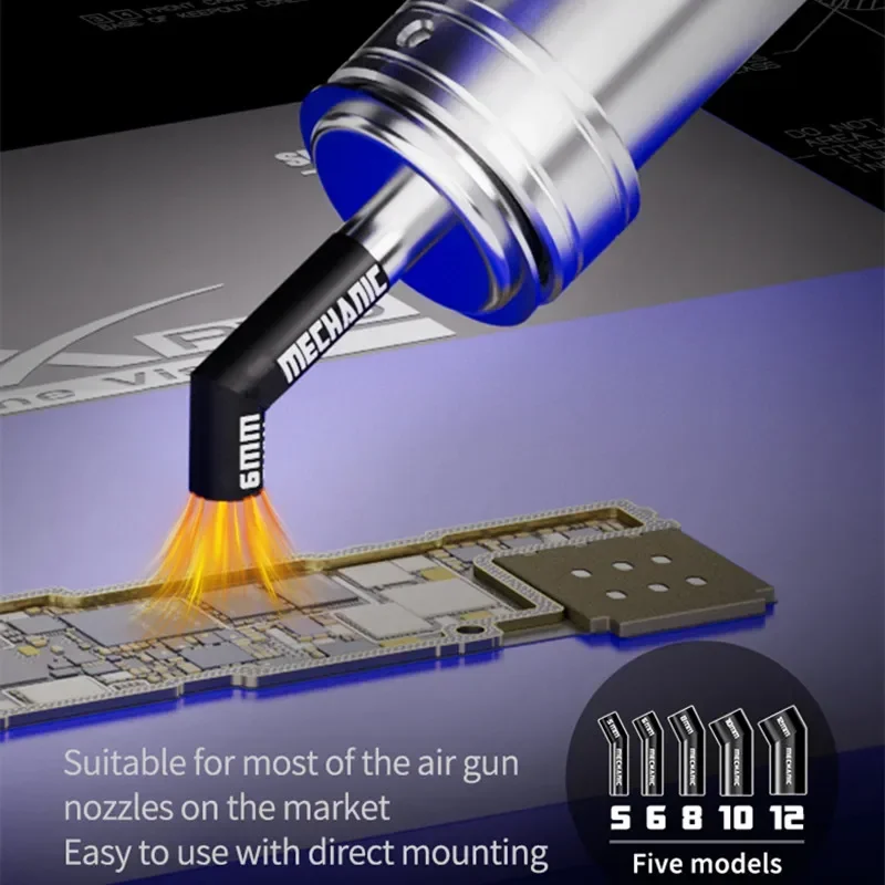 MECHANIC Diagonal Hot Air Nozzle Compatible with 861 Series Heating Tool 4/5/6/6.4/8/8.4/10/12/12.7mm Oblique Blow Nozzle