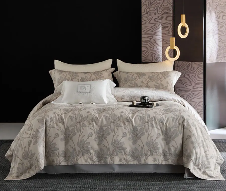 Elegant romantic jaacquard flower geometric bedding set,full queen king cotton home textile bed sheet pillow case duvet cove