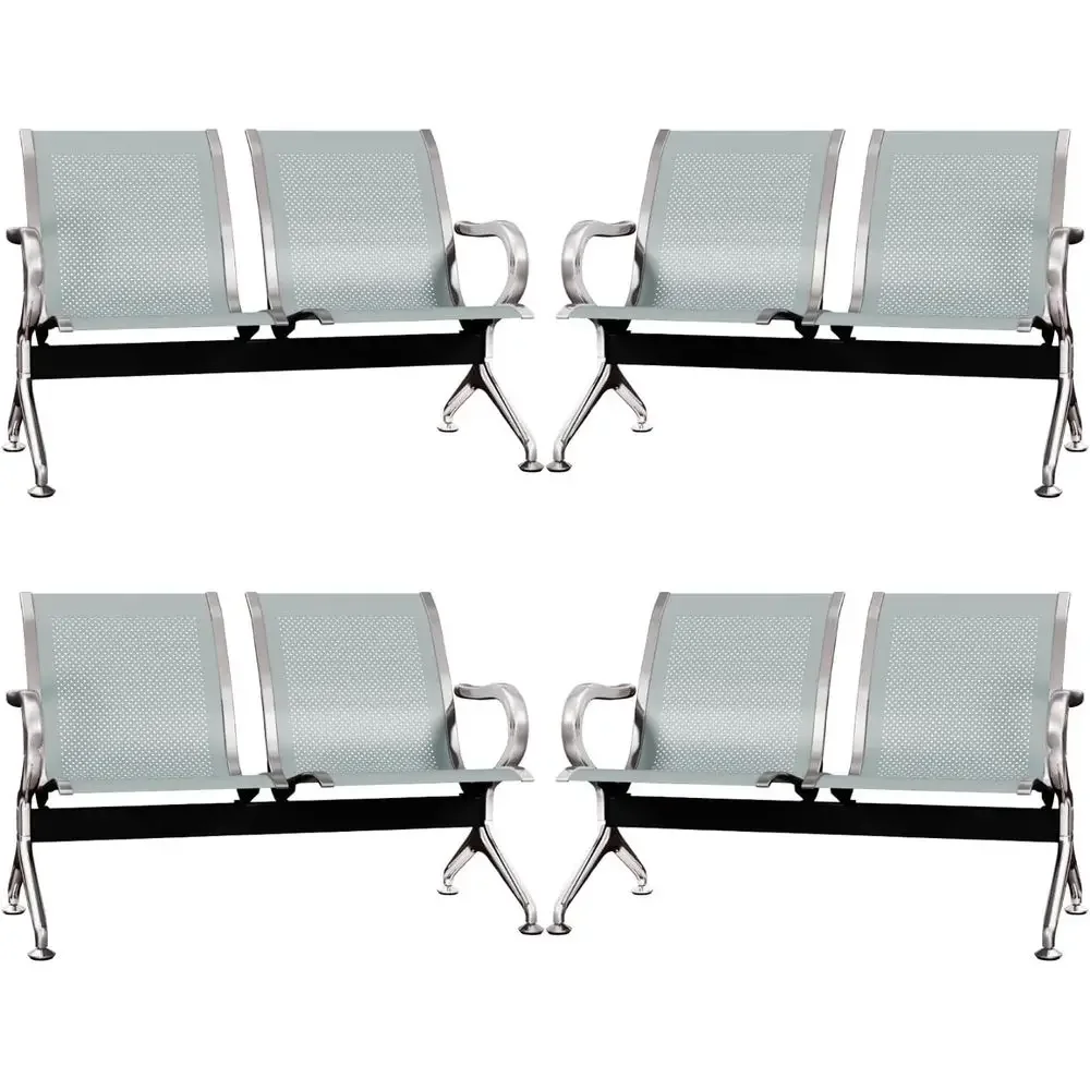 

2-Seat Waiting Room Chairs Set, 4-Piece Airport & Hospital Reception Benches with Armrests for Salons and Offices