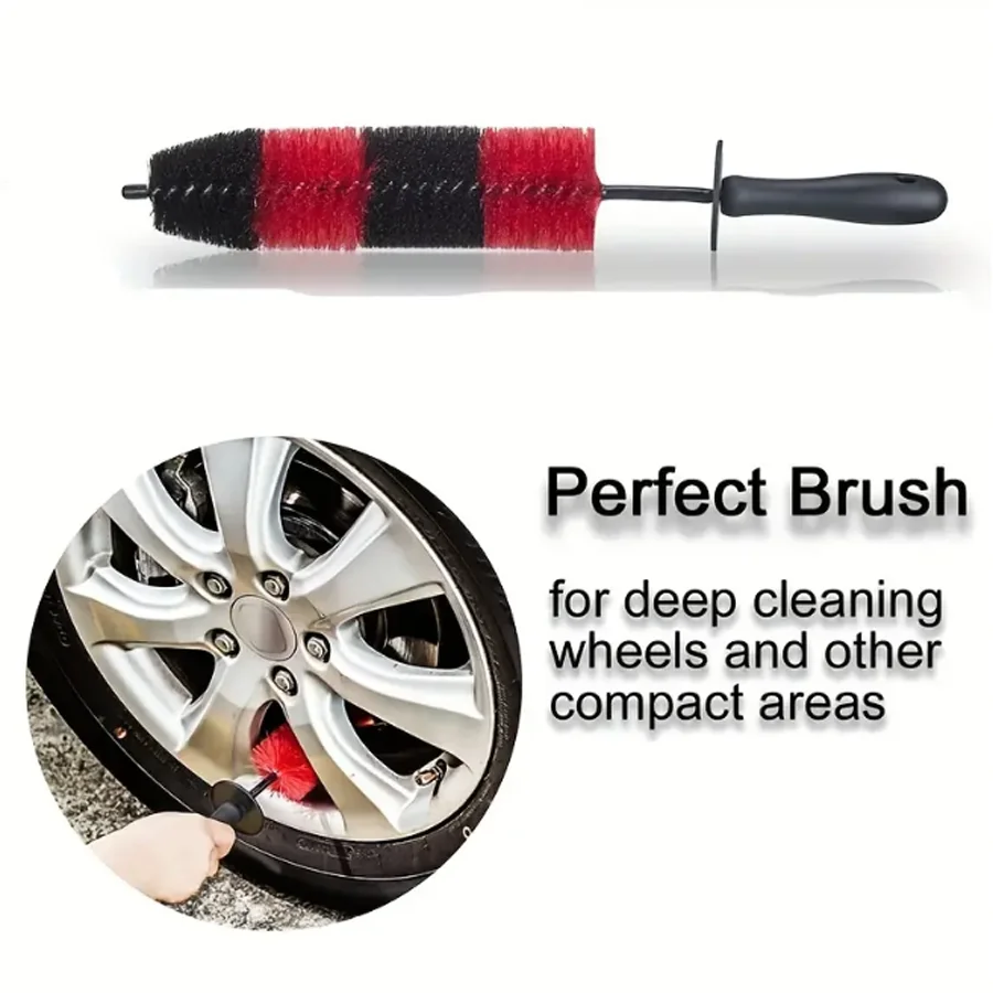 5/9pcs Motorcycle Detailing Brush Set Long Flexible Car Cleaning Brush Kit For Bumpers Bicycles Trucks Exhaust Pipes Engine Etc