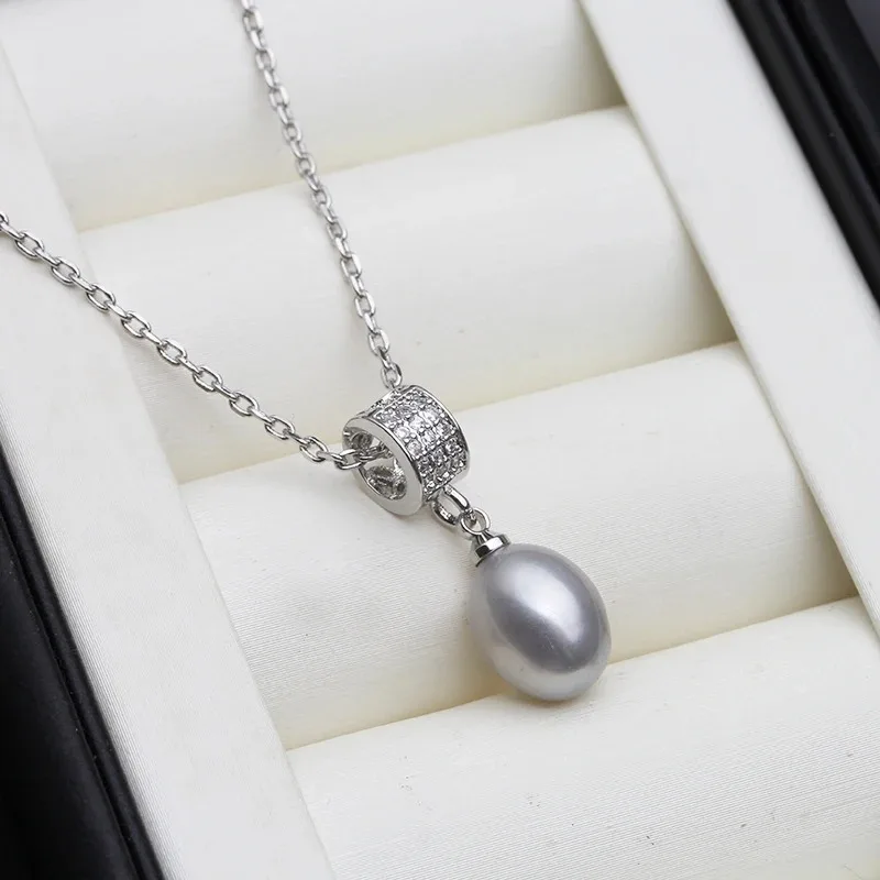 Luxury White Pearl Pendant Woman, Real Cultured Natural Fresh Water 925 Silver Pearl Pendant Wife Engagement Gift