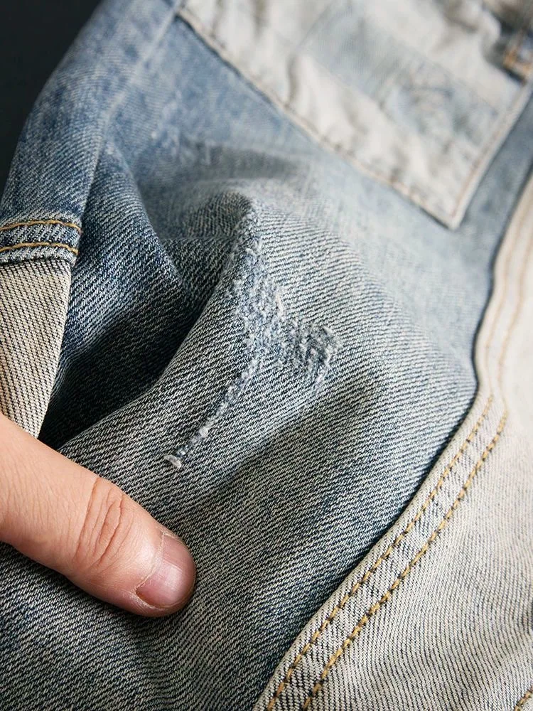 秋と春のファッションアメリカンヴィンテージストレートレッグ弾性デニムパンツメンズカジュアル快適なスポーツ高品質ジーンズ