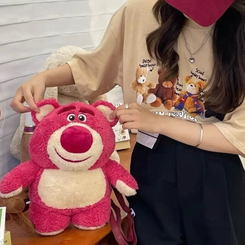 Disney Cartoon Lotso Cute Plush Bags Y2k Aesthetic Doll Backpacks Women New Luxury Cartoon Purses Double Shoulder Bag Girls Gift