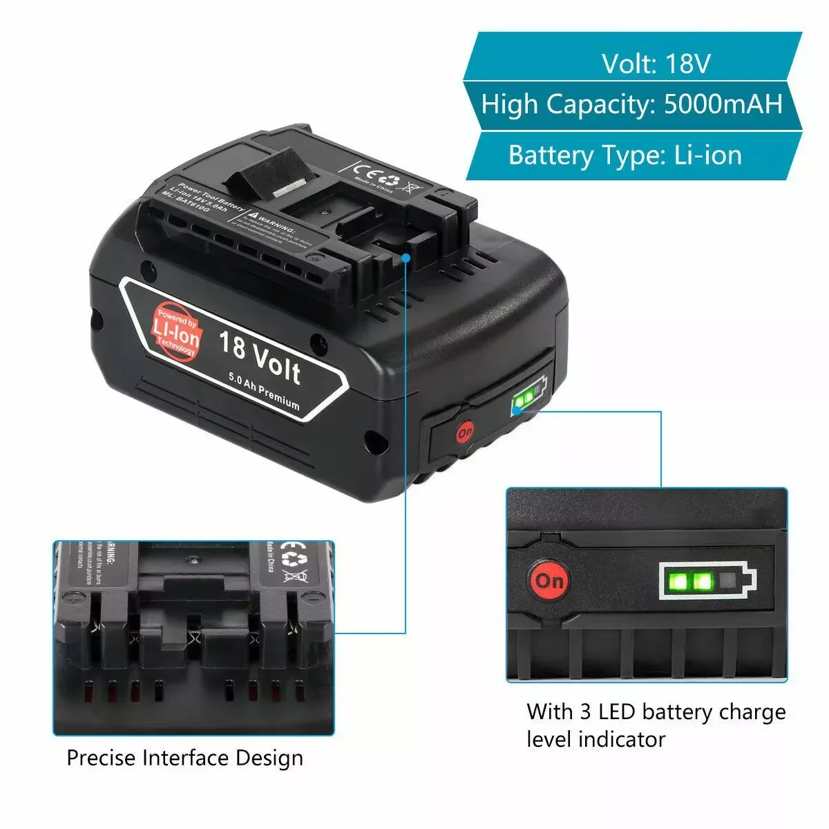 For BOSCH 18V 6000mAh BAT609 BAT610 For Bosch 18V Professional 18V Li-ion Battery GBA18V GSR18V BAT618 BAT619 Drill Tool Battery